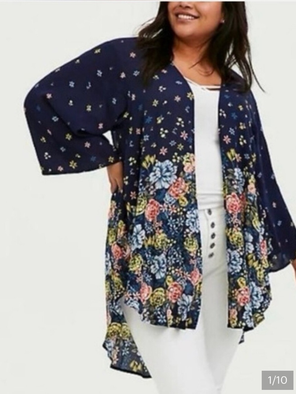 torrid Navy Floral Open Front Kimono